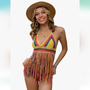 Crochet Boho Hippie Halter Top